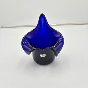 Wanda Handmade Poland Candleholders Cobalt Blue Blown Glass Art Votive Accents